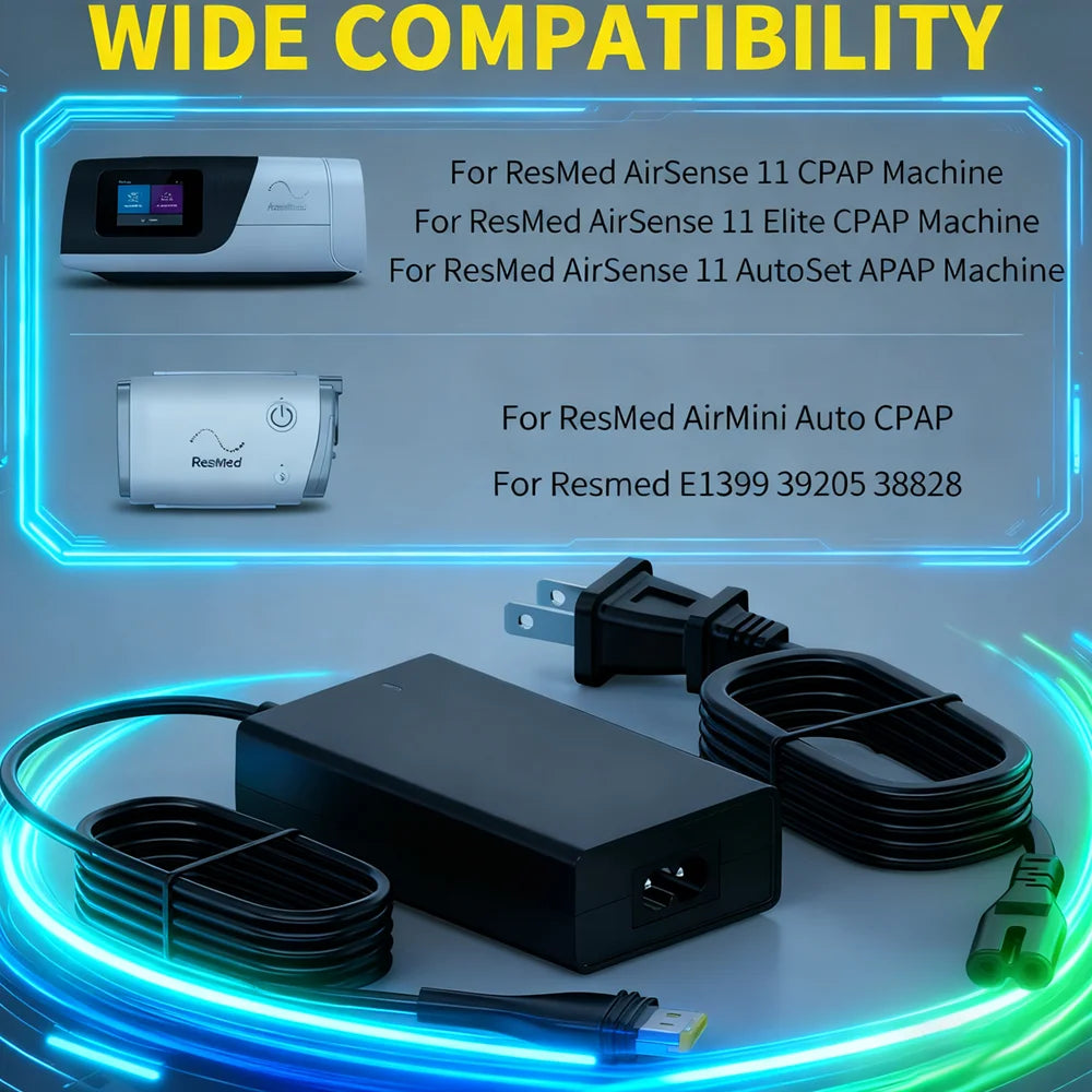 65W AC Power Supply for ResMed AirSense™ 11 – 24V Replacement Charger for AirMini, AutoSet & Elite (E1399 / 39205 / 38828)