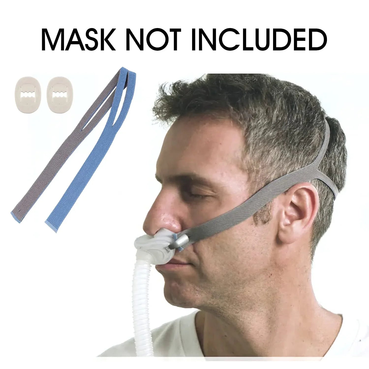 Replacement Headgear Strap for AirFit P10 Nasal Pillow CPAP Mask – Adjustable Elastic Strap with Clips
