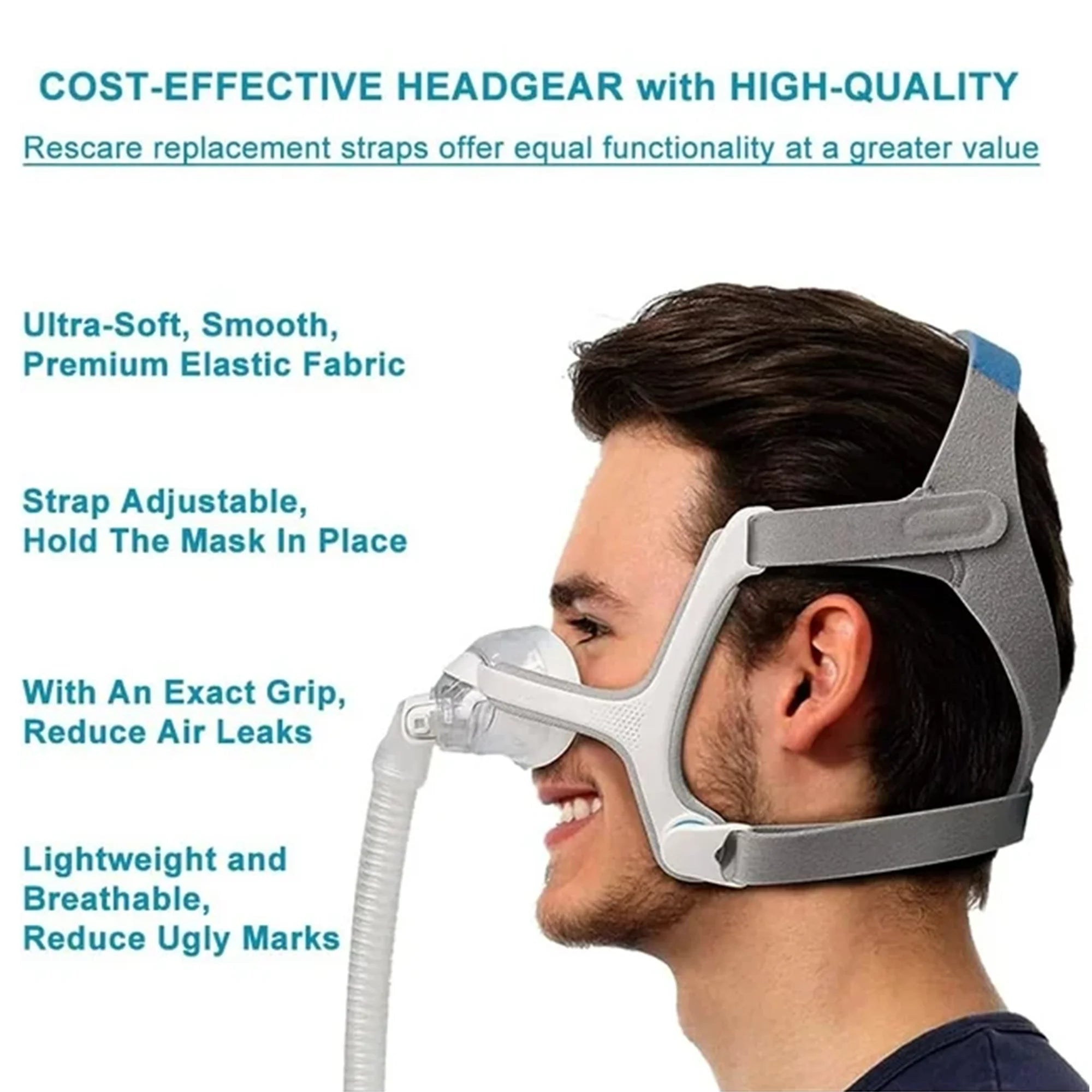 N20 Nasal CPAP Mask with Headgear – Compatible with ResMed AirFit N20 (Silicone, Soft Seal)