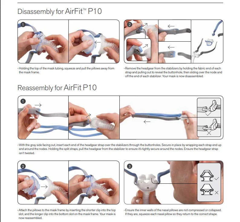 ResMed AirFit P10 Nasal Pillow CPAP Mask – Auto & BiPAP Compatible (S/M/L Cushions Included)