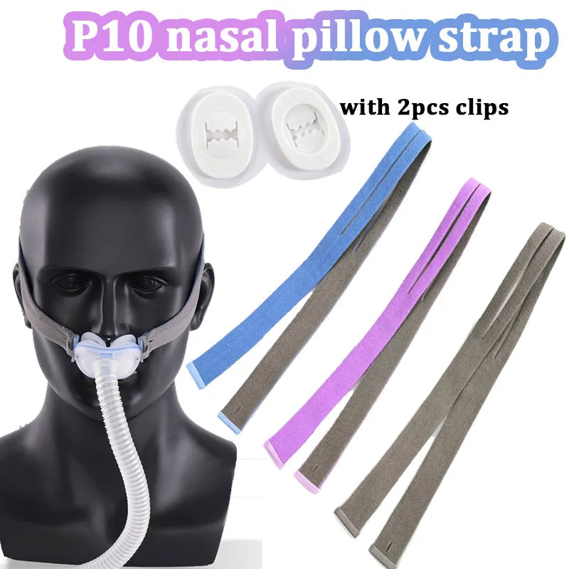 CPAP Elastic Headband for AirFit P10 Nasal Pillow Mask – Adjustable Replacement Strap with Clips